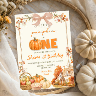 Invitación Cumpleaños de la primera calabaza coqueta de otoño
