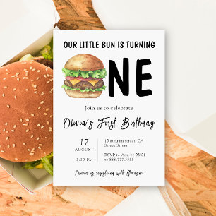 Invitación Cumpleaños de la primera fiesta de la hamburguesa