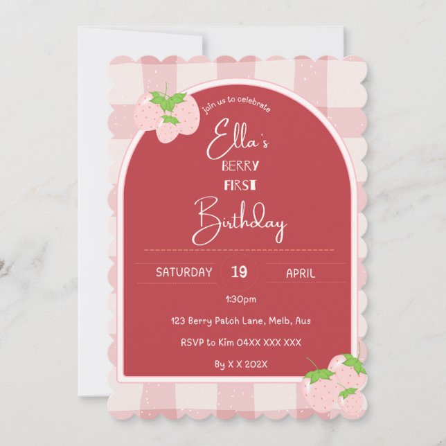 Invitación Cumpleaños de la primera fresa (Anverso)