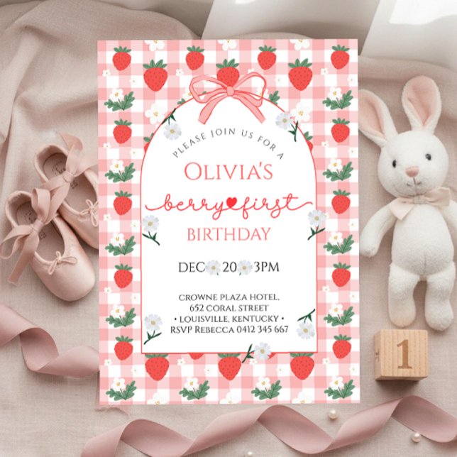 Invitación Cumpleaños de la primera niña Berry (Subido por el creador)
