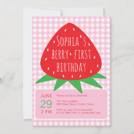 Invitación Cumpleaños de la Primera Niña de Verano de Fresa F