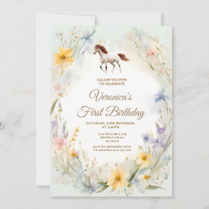 Invitación Cumpleaños de la primera yegua Wildflower vaquera