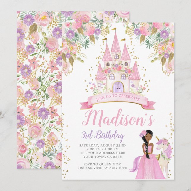 Invitación Cumpleaños de la Princesa (Anverso / Reverso)