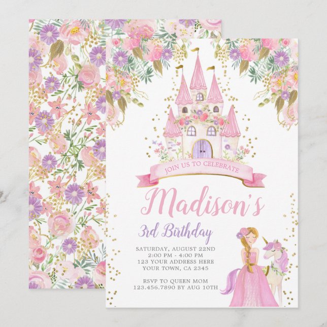 Invitación Cumpleaños de la Princesa (Anverso / Reverso)