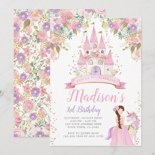 Invitación Cumpleaños de la Princesa (Anverso / Reverso)