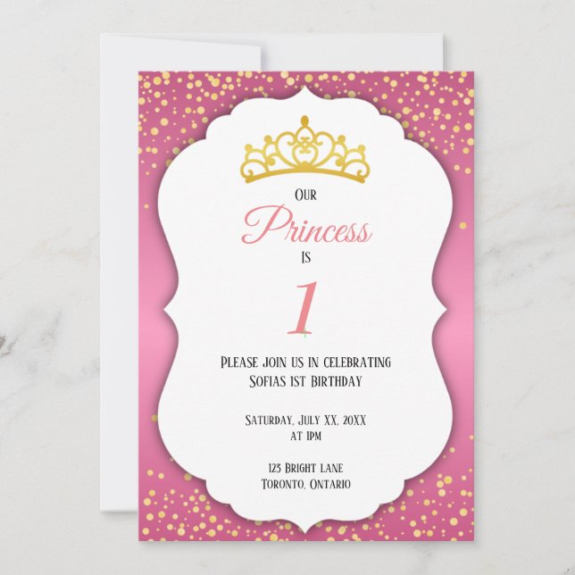 Invitación Cumpleaños de la Princesa (Anverso)