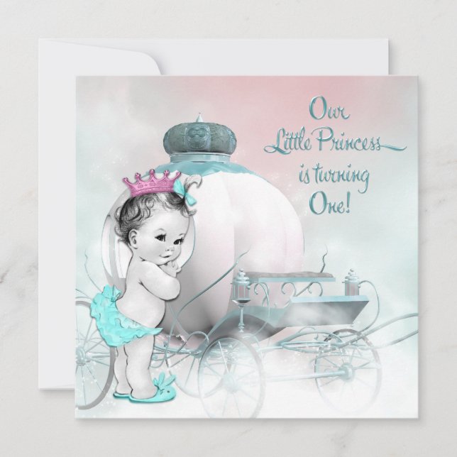 Invitación Cumpleaños de la princesa 1 año (Anverso)
