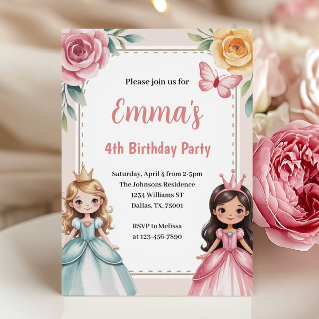 Invitación Cumpleaños de la princesa adorable 4 años (Subido por el creador)