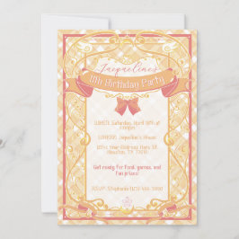 Invitación Cumpleaños de la princesa Art Nouveau naranja