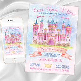 Invitación Cumpleaños de la princesa Castillo Cualquier númer