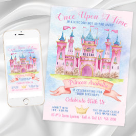 Invitación Cumpleaños de la princesa Castillo Cualquier númer