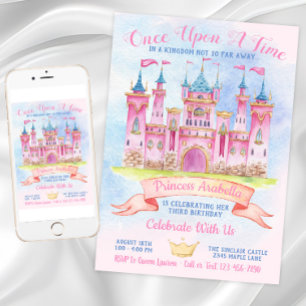 Invitación Cumpleaños de la princesa Castillo Cualquier númer