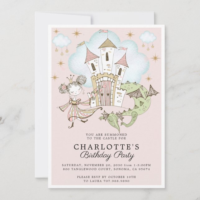 Invitación Cumpleaños de la Princesa Chica Pink Gold (Anverso)