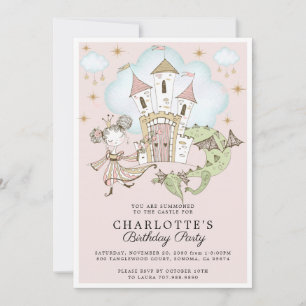 Invitación Cumpleaños de la Princesa Chica Pink Gold