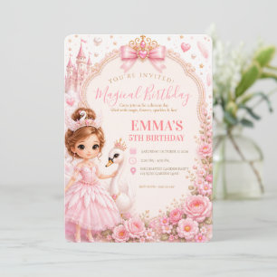 Invitación Cumpleaños de la Princesa Cisne Cuento de Hadas Ro