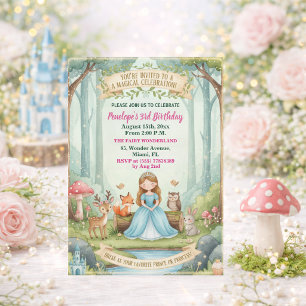 Invitación Cumpleaños de la princesa con animales del bosque