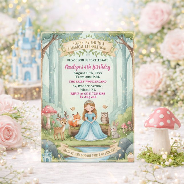 Invitación Cumpleaños de la princesa con animales del bosque  (Subido por el creador)
