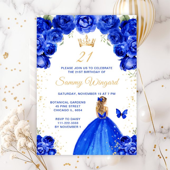 Invitación Cumpleaños de la Princesa de Cabello Rubio Azul Re (Subido por el creador)