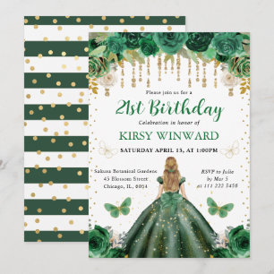 Invitación Cumpleaños de la Princesa de Cabello Rubio con Ves