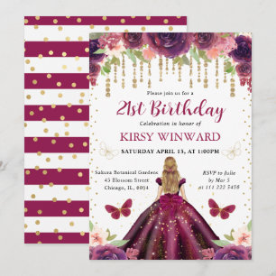 Invitación Cumpleaños de la Princesa de Cabello Rubio con Ves