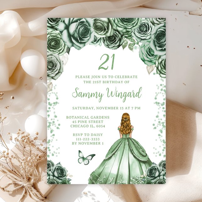 Invitación Cumpleaños de la Princesa de Cabello Rubio Verde S (Subido por el creador)