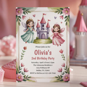 Invitación Cumpleaños de la princesa de cuento de hadas 2 año