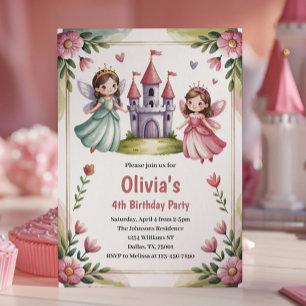 Invitación Cumpleaños de la princesa de cuento de hadas 4 año
