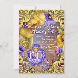 Invitación Cumpleaños de la princesa de cuento de hadas púrpu