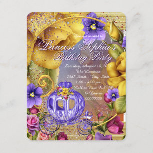 Invitación Cumpleaños de la princesa de cuento de hadas púrpu