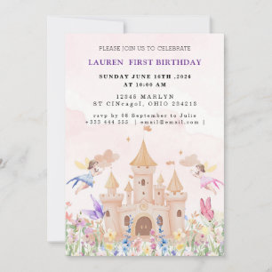 Invitación Cumpleaños de la princesa de cuento de hadas rosa