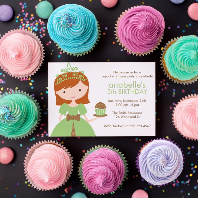 Invitación Cumpleaños de la princesa de la tarta de Redhead (Subido por el creador)