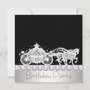 Invitación Cumpleaños de la princesa de lavanda en carruaje d