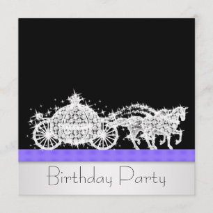 Invitación Cumpleaños de la princesa de lavanda en carruaje d