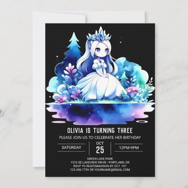 Invitación Cumpleaños de la Princesa de los Niños Whimsy (Anverso)