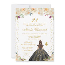 Cumpleaños de la Princesa de Pelo Moreno Floral Cr