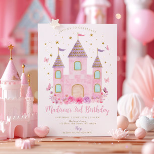 Invitación Cumpleaños de la Princesa del Castillo Mariposa Fl