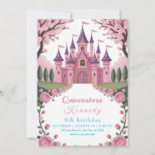 Invitación Cumpleaños de la Princesa del Castillo Rosa de Cue