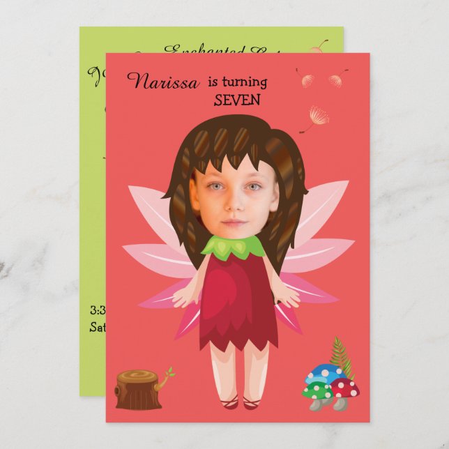 Invitación Cumpleaños de la Princesa Fairy Tale (Anverso / Reverso)