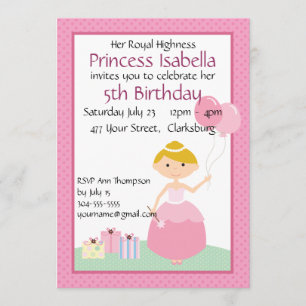 Invitación Cumpleaños de la Princesa Globos