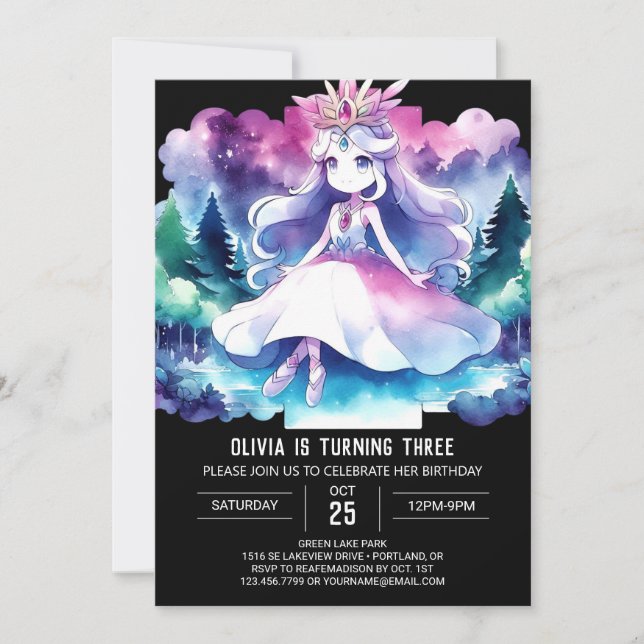 Invitación Cumpleaños de la Princesa Imprimible (Anverso)