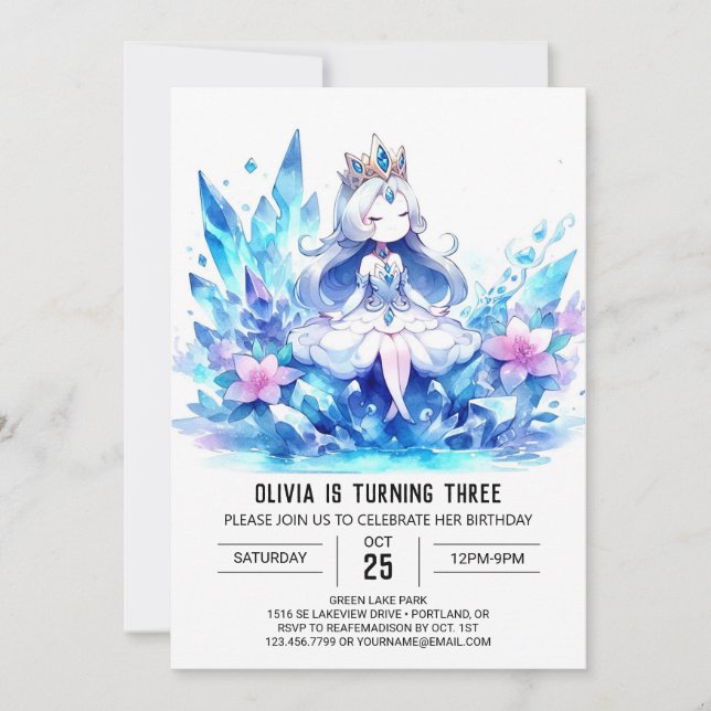 Invitación Cumpleaños de la princesa mágica dulce (Anverso)
