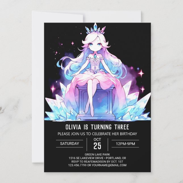 Invitación Cumpleaños de la princesa majestuosa dulce (Anverso)