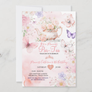 Invitación Cumpleaños de la Princesa Mariposa Rosa Púrpura Pa