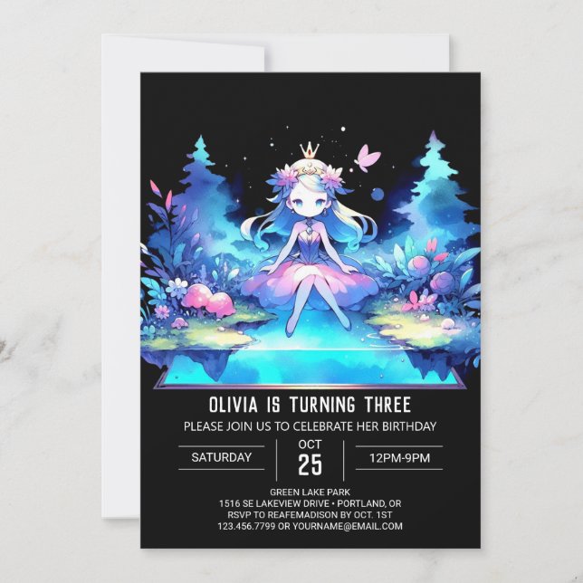 Invitación Cumpleaños de la princesa moderna de la corona (Anverso)