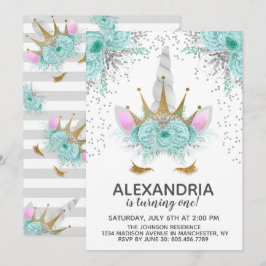 Invitación Cumpleaños de la princesa Monta, Plata y Oro Unico