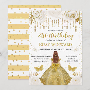 Invitación Cumpleaños de la Princesa Pelirroja del Vestido Do