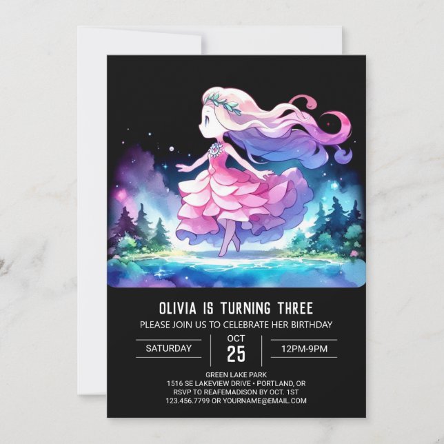 Invitación Cumpleaños de la princesa Queen Boho (Anverso)