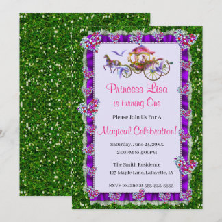 Invitación Cumpleaños de la Princesa Real Brillo Verde
