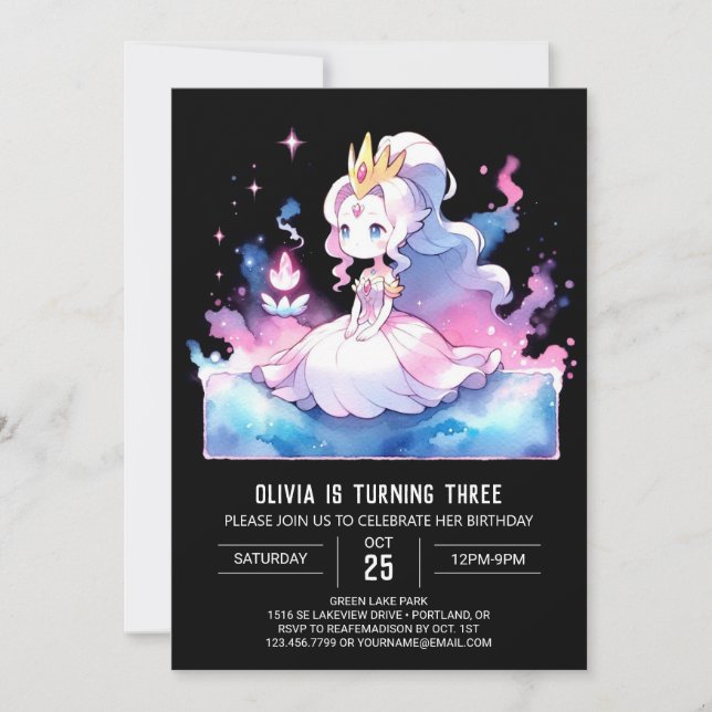 Invitación Cumpleaños de la Princesa Real Imprimible (Anverso)