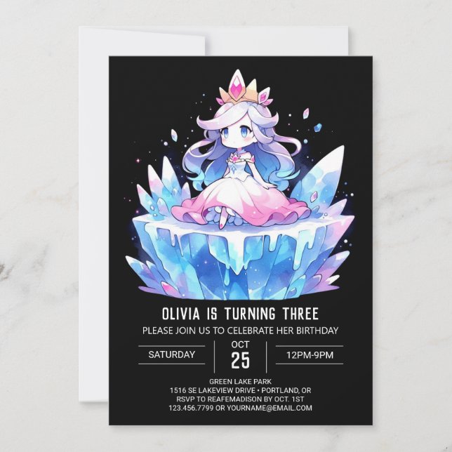 Invitación Cumpleaños de la Princesa Real Imprimible (Anverso)